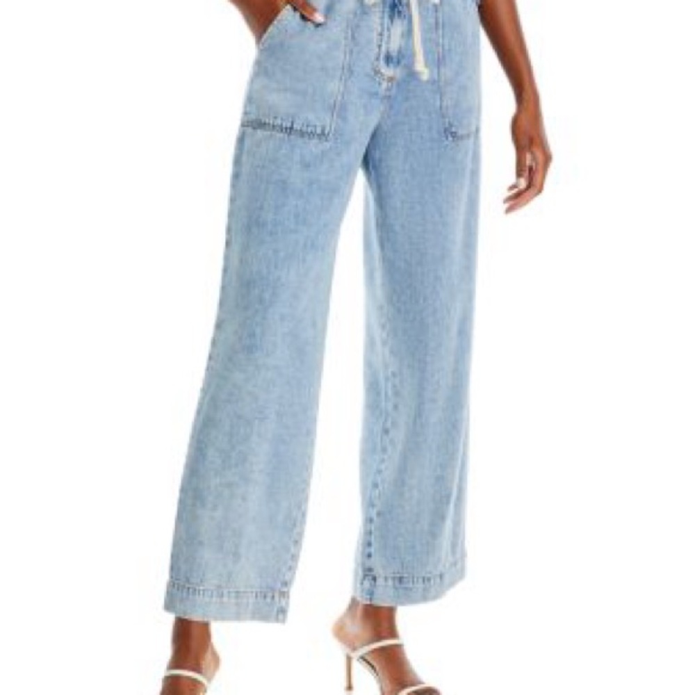 Rails Ryan Drawstring Wide Leg Jeans Size M Light Wash Pull-On Denim